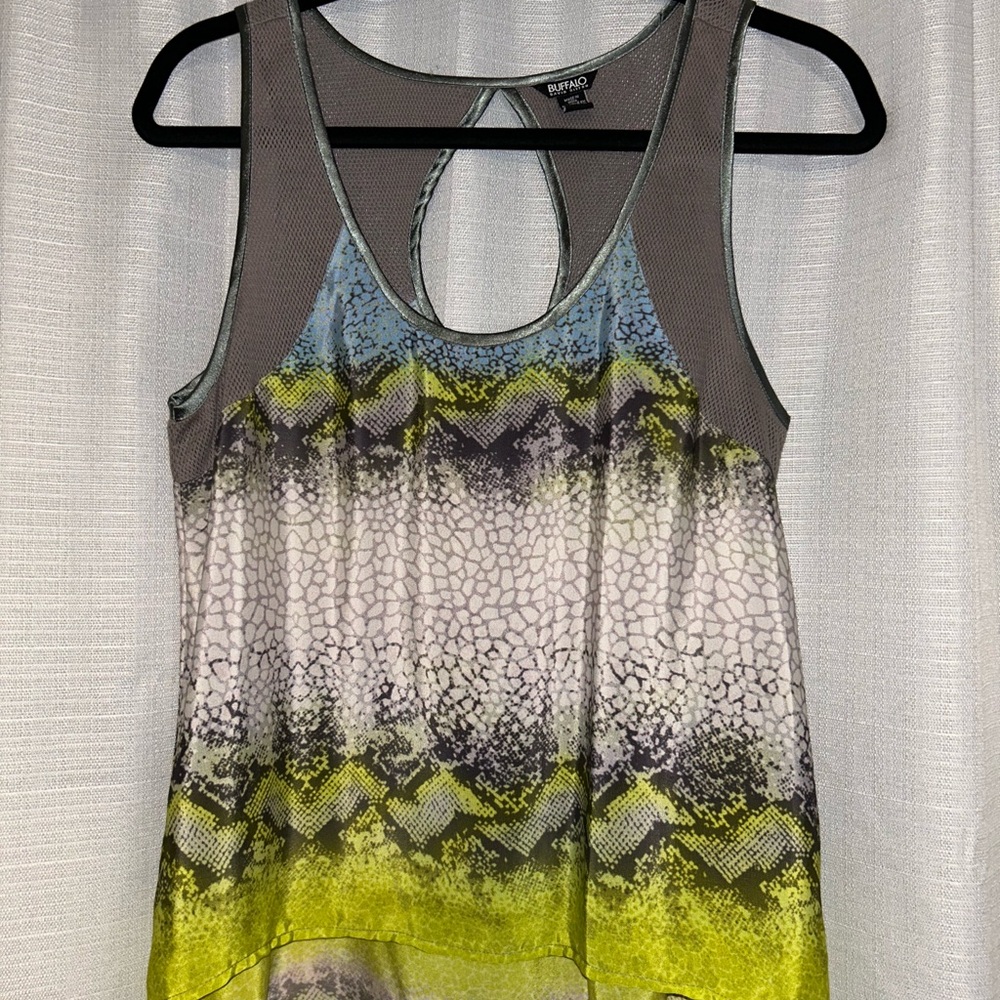 Buffalo David Bitton Gray and Yellow Tank Top